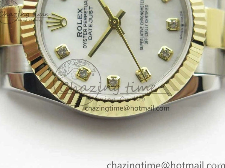 MiroTime 0520 ModernLook Datejust 31mm 278273 SS YG BP Maker Best Edition White MOP Diamonds Dial on SS YG Oyster Bracelet 2723